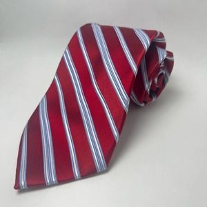Jones New York Silk Cotton Tie Striped Red White Blue